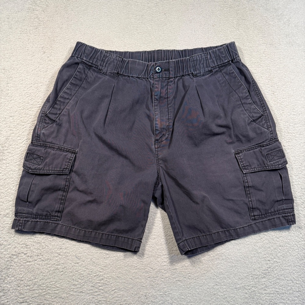 Tommy Bahama Relax Cargo Shorts Mens Large Navy Blue Elastic Waist Cotton